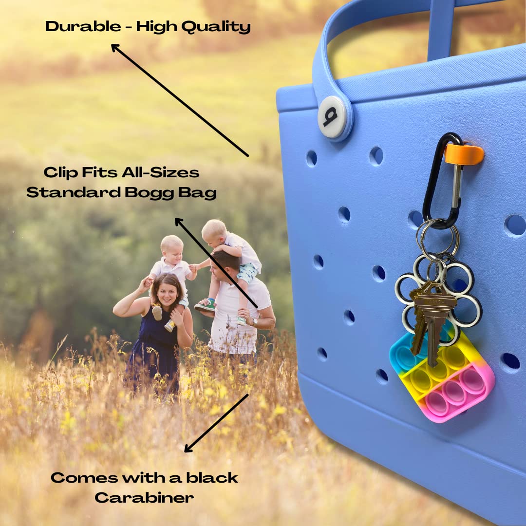 BAGLETS – Carabiner & Plug Keys Holder Charm Accessory Compatible with Rubber Tote Bags – Secure Keys or Other Valuable – Made in USA