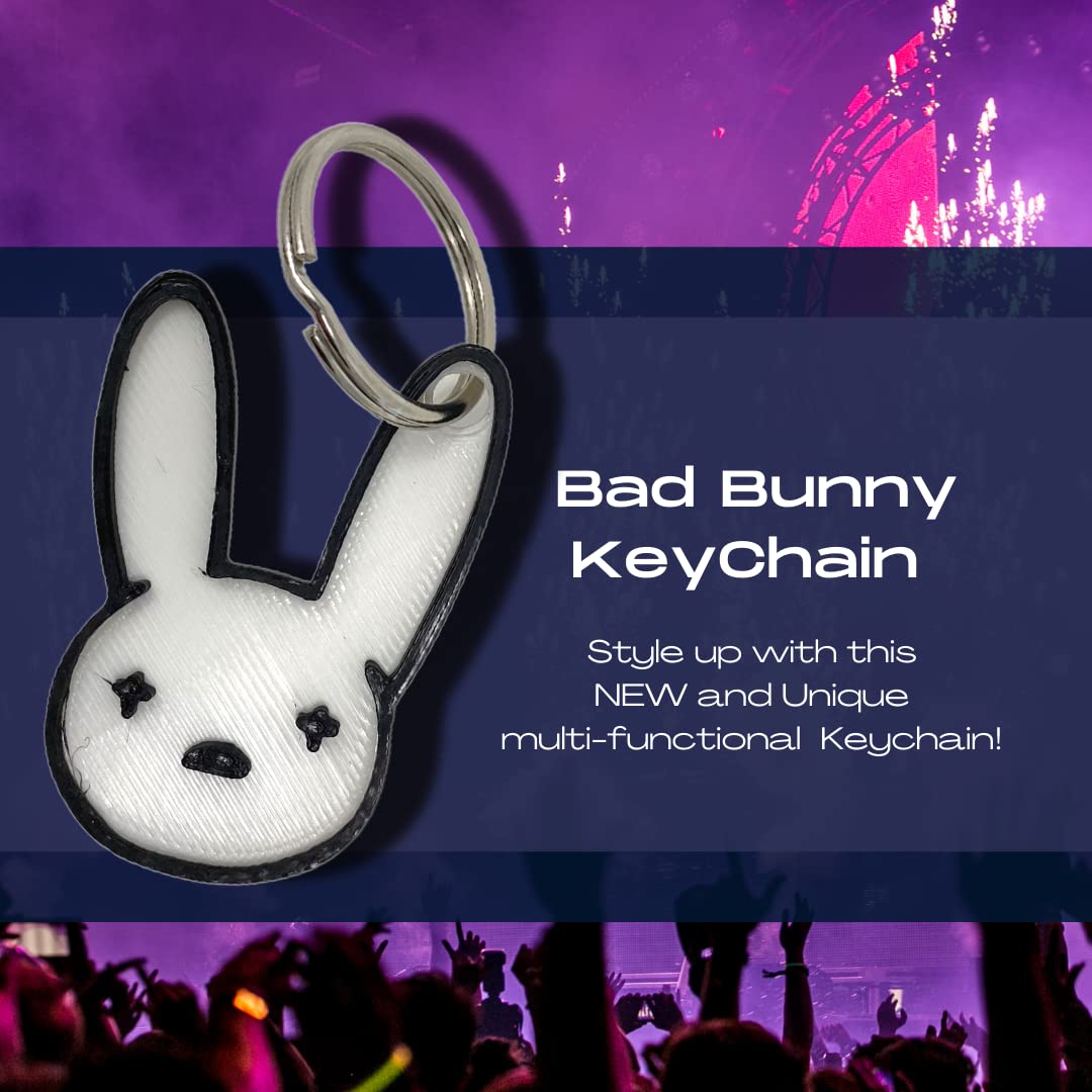 Bad Bunny Keychain - Black / White