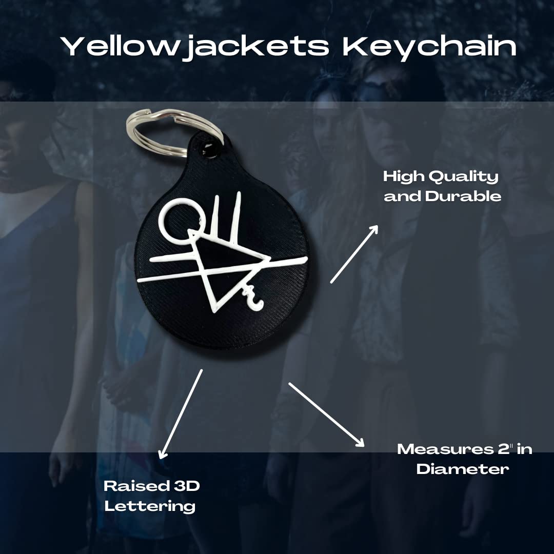 Yellowjackets Symbol Keychain - Perfect for Fans of The TV Show Yellowjackets - Decorative Yellowjackets Symbol Keytag for Easy Transport - Black & White