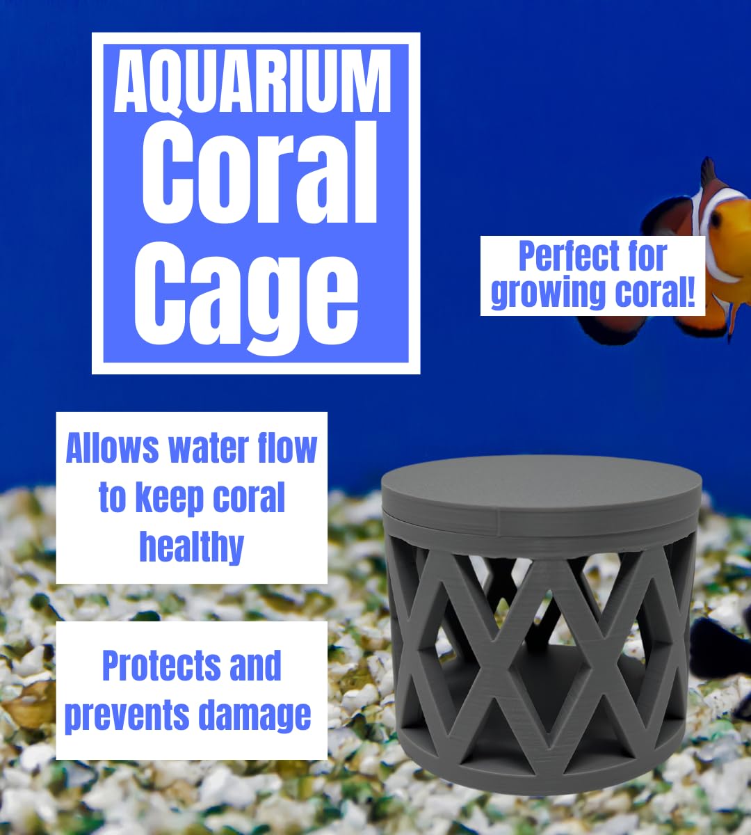 REEFSHAPE Aquarium Mushroom Coral Cage | Protects Coral or Anemones | Open Design Allows Water Pass-Through | Made in USA