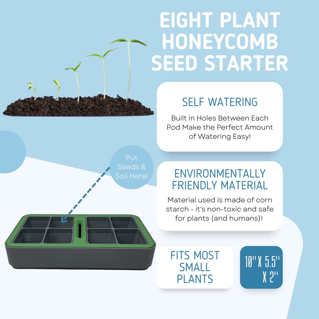 Chatelet Honeycomb Seed Starter Tray Set | Self Watering Design with 6 Germination Trays | Reusable Seed Starter Tray for Vegetables, Flowers, Microgreens | Made in USA