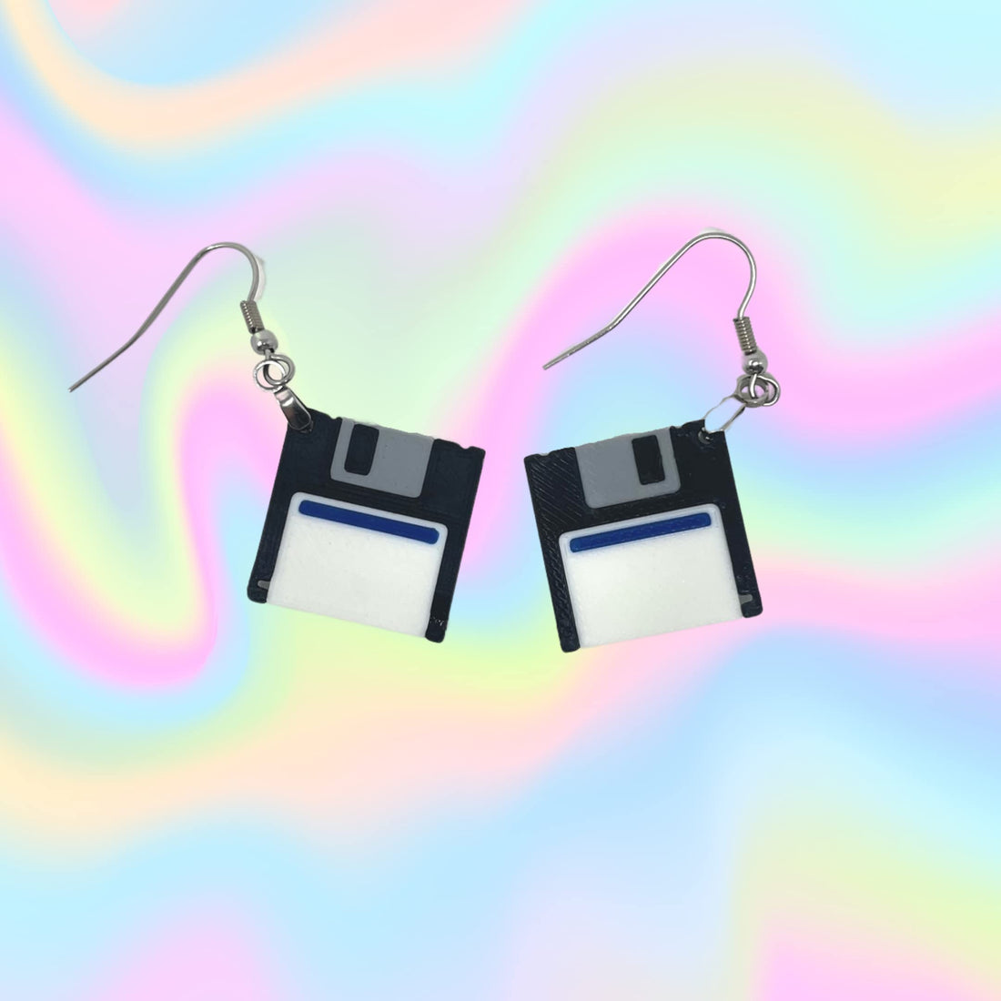 Chatelet Floppy Disk Replica Earrings Set | 90s Party Costume Essentials | Set of Two Floppy Disk Earrings | Made in USA