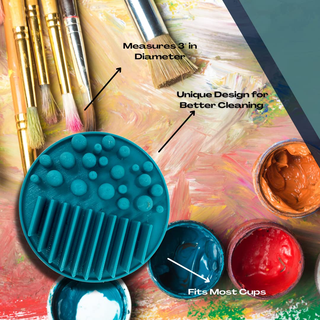 FRESHe Aqua Paint Plate Paintbrush Cleaner Disc - Drop in a Cup of Water & Keep Paint Brushes Clean - For Water-Based Mediums, Acrylic, and Watercolor - Teal Aqua