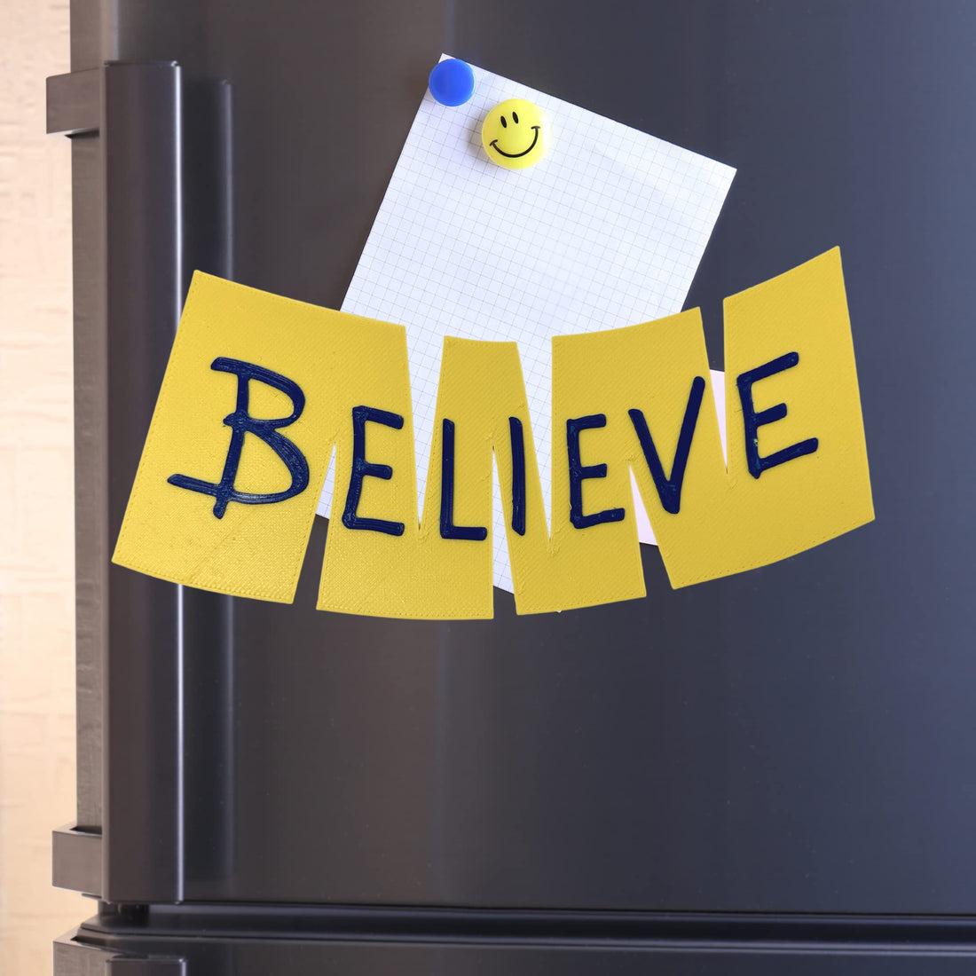 Believe Block Letter Fridge Magnet for Sports Fans | 4" W X 3" Tall | New 2023 Block Letter Edition