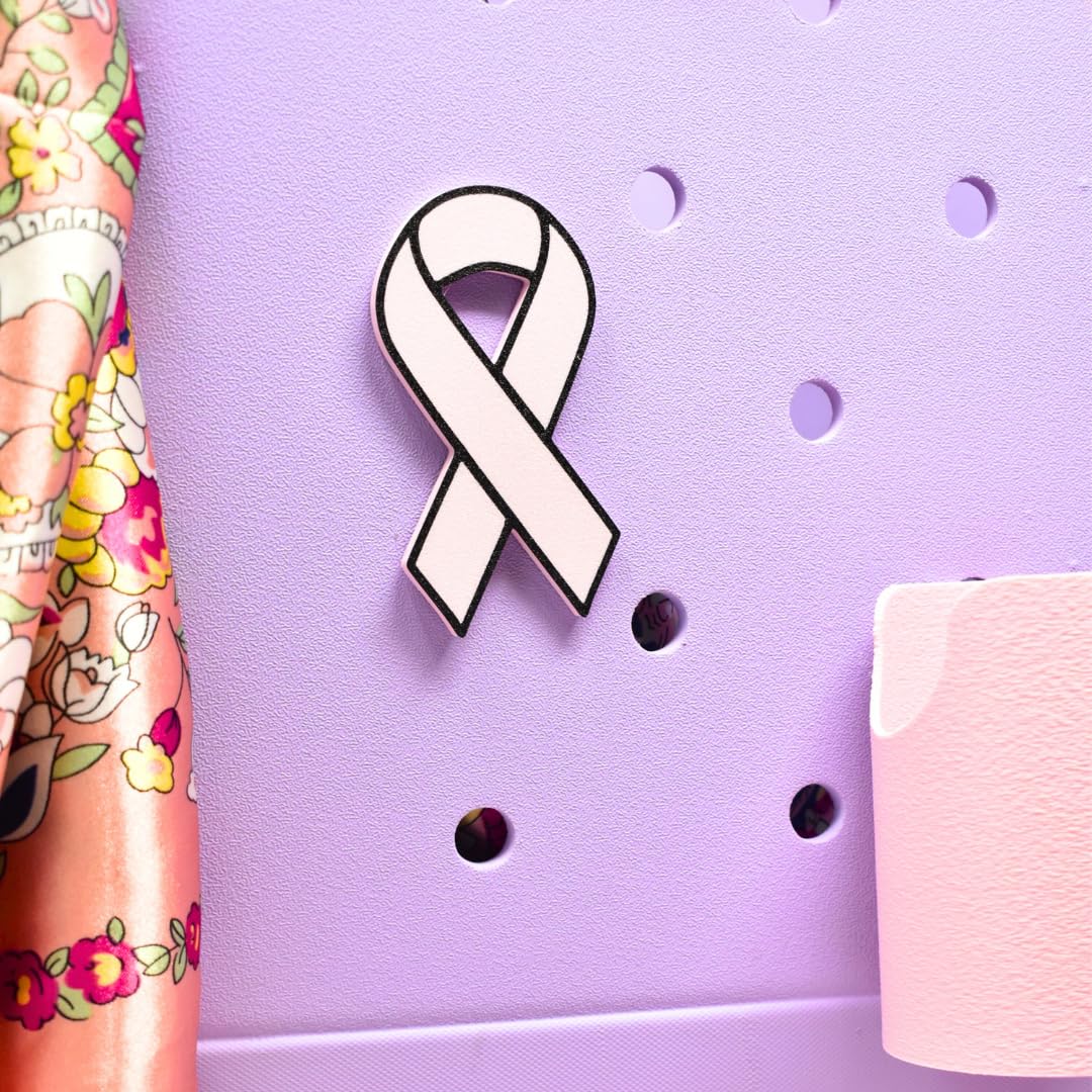 Baglets - Pink Ribbon Charm- Charm to Support Breast Cancer Awareness - Compatible with Bogg Bags, Simply Southern and other Tote Bags