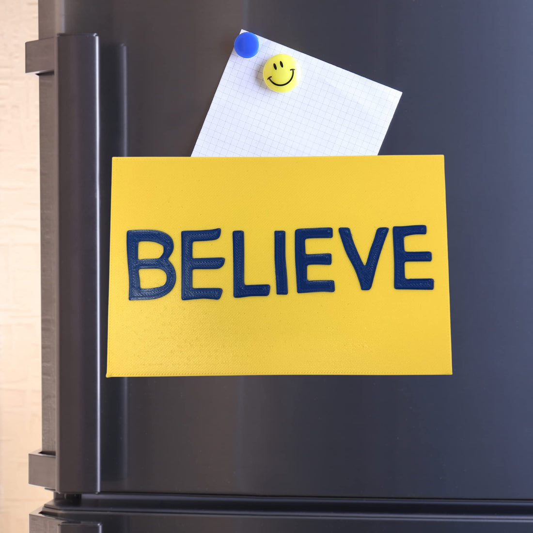 Believe Block Letter Fridge Magnet for Sports Fans | 4" W X 3" Tall | New 2023 Block Letter Edition