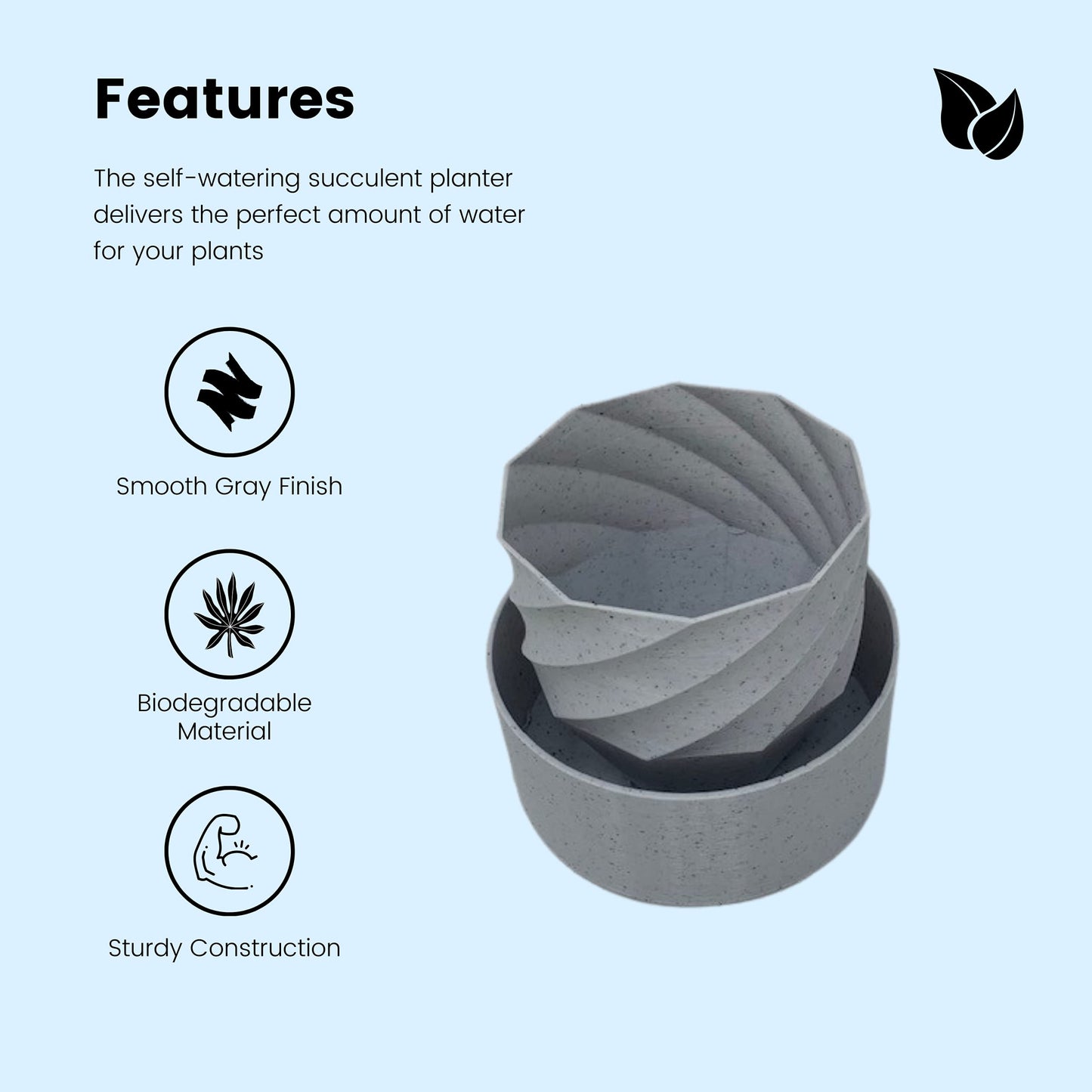 Self-Watering Planter with Spiral Design - Indoor/Outdoor Planter Pot for Succulents, Flowers, or Herbs - Decorate Home or Office