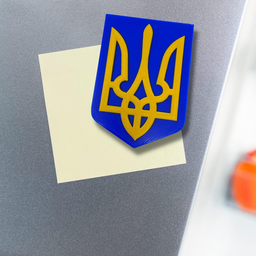 Ukraine Trident Coat of Arms Fridge Magnet - Show Your Support for Ukraine - Hard Plastic Decorative Magnet