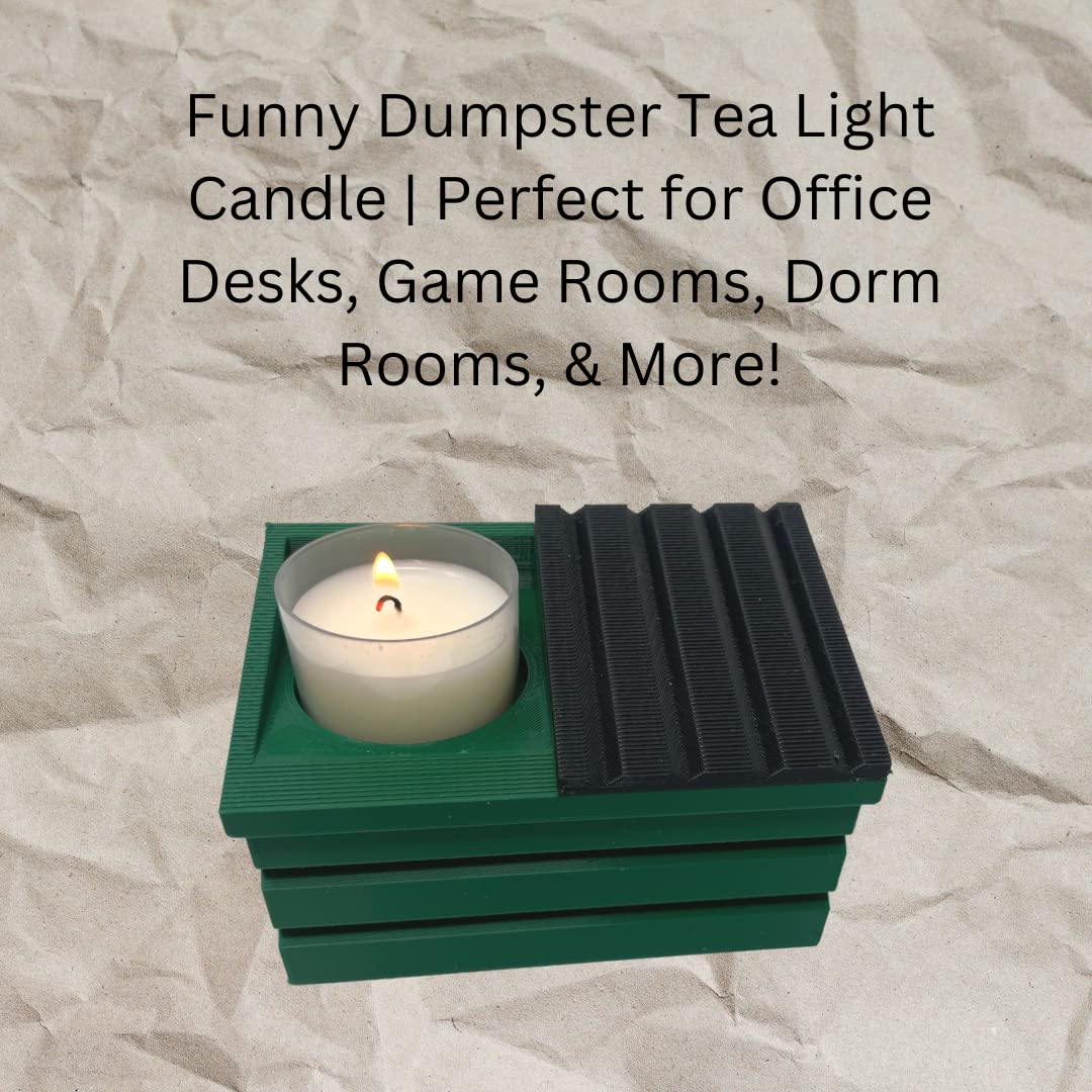 Dumpster Fire Tea Light Candle Holder | Funny Dumpster Replica with Included Candle | Perfect for Office Desks, Game Rooms, Dorms, & More!
