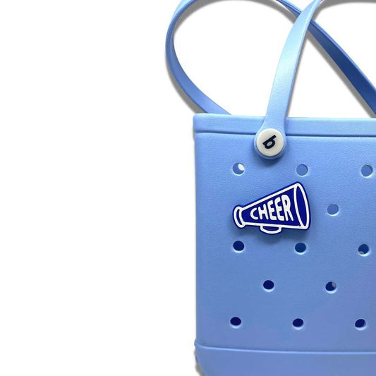 BOGLETS - Cheerleading Charm Compatible with Bogg Bags - Decorative Charm for Bogg Bags & Other Tote Bags Blue Megaphone