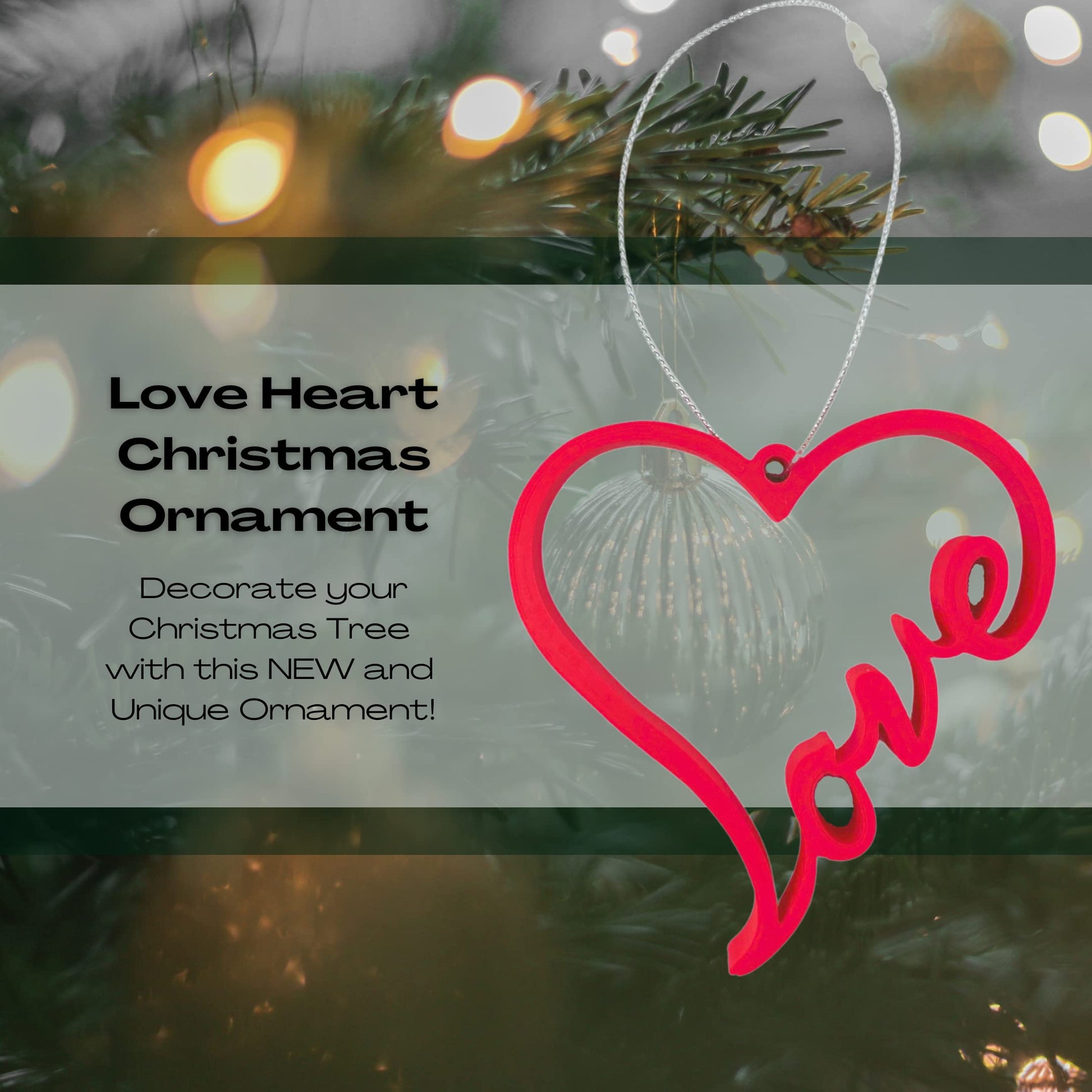 Love Heart Christmas Ornament - Show Your Family Love with The Love Heart Decorative Holiday Ornament - Made in The USA