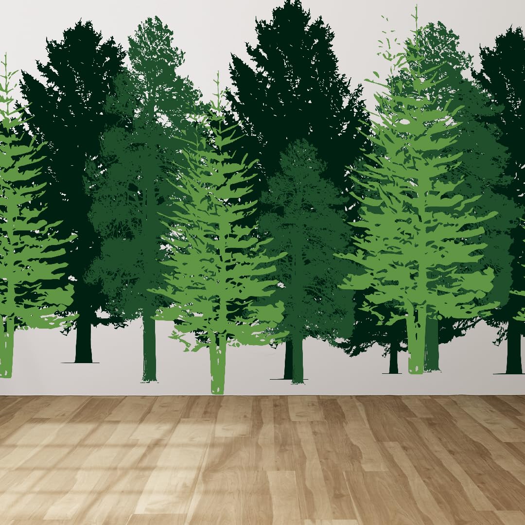 Wall Decals for Kids Rooms – Green Forest Trees – Made in USA - Green Forest Trees, Large