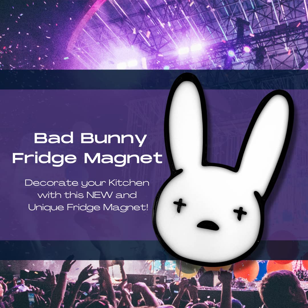 Bad Bunny Fridge Magnet - Black & White