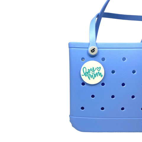 FRESHe BOGLETS - Boy Mom Charm - Decorative Charm Accessories for Customizing Compatible with Bogg Bags - (Teal and White)
