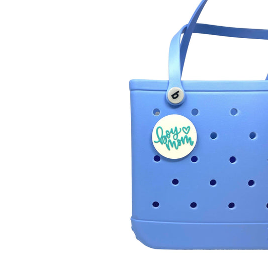 FRESHe BOGLETS - Boy Mom Charm - Decorative Charm Accessories for Customizing Compatible with Bogg Bags - Teal and White
