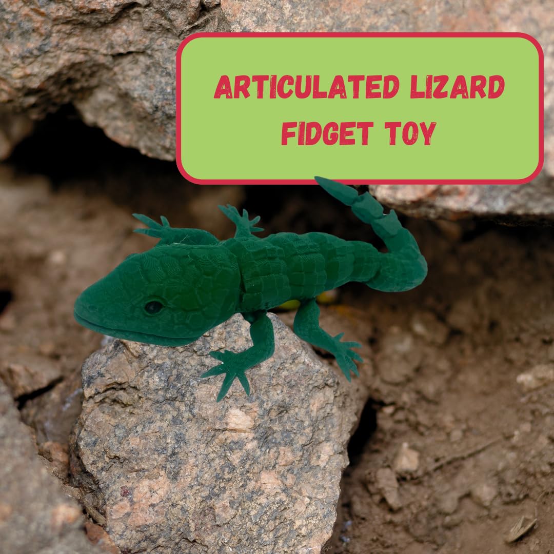 Articulated Lizard Fidget Toy | 3D Printed Flexible Fidget Toy or Desk Display | Made in USA