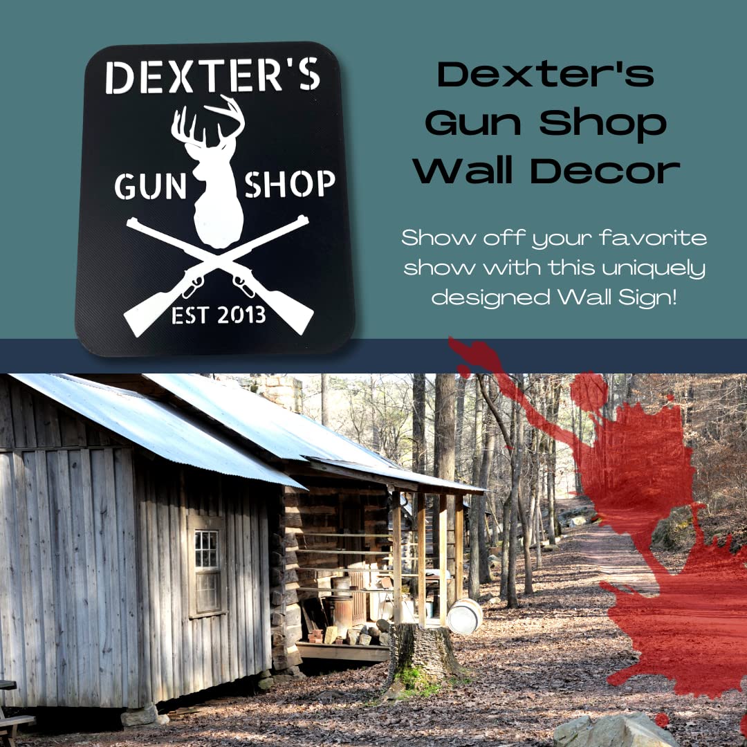 Dexter New Blood 'Dexter's Gun Shop' Wall Sign - Perfect for Fans of the TV Show Dexter - Decorative Dexter Sign for Home, Office, or Bar Decor - Made in the USA