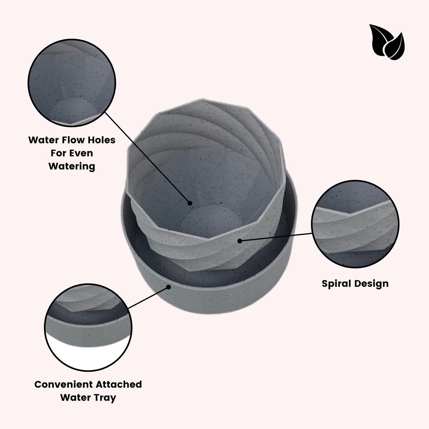 Self-Watering Planter with Spiral Design - Indoor/Outdoor Planter Pot for Succulents, Flowers, or Herbs - Decorate Home or Office