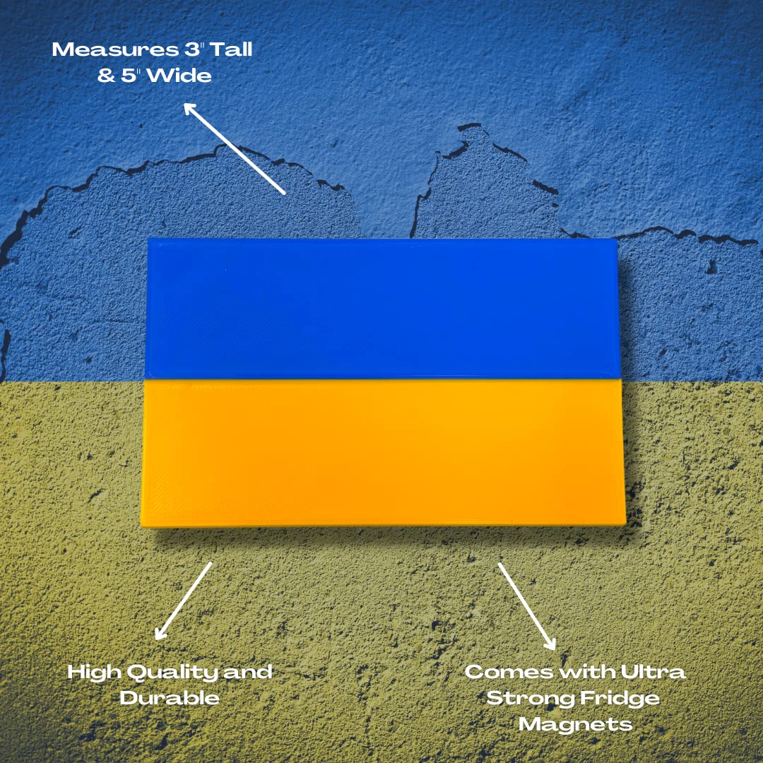 Ukraine Flag Fridge Magnet - Show Your Support for Ukraine - 3"x5" Hard Plastic Decorative Magnet