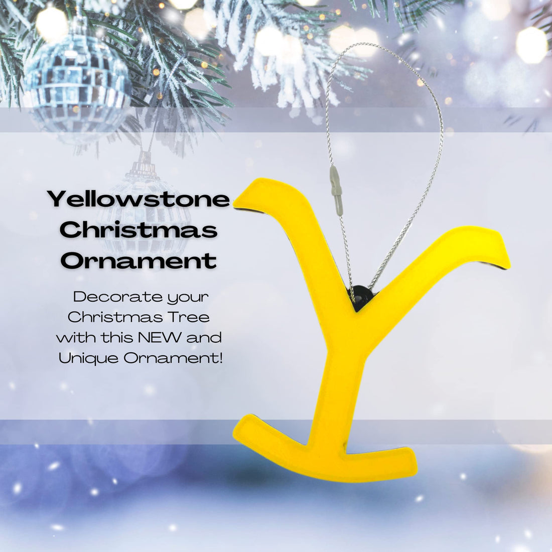 Yellowstone Decorative Christmas Ornament - Perfect for Fans of The TV Show Yellowstone - Decorative Y Cattle Brand Holiday Ornament - Made in The USA