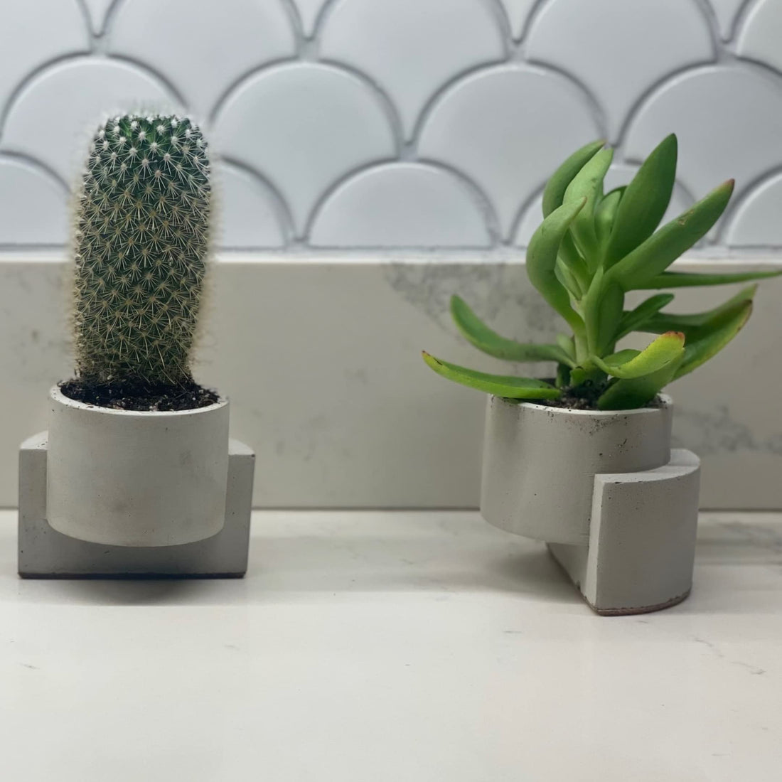 Chatelet Concrete Abstract Art Small Planter - Holds Small Indoor or Outdoor Plants - Unique Design Does Not Tip Over - Handmade in USA Gray, Concrete