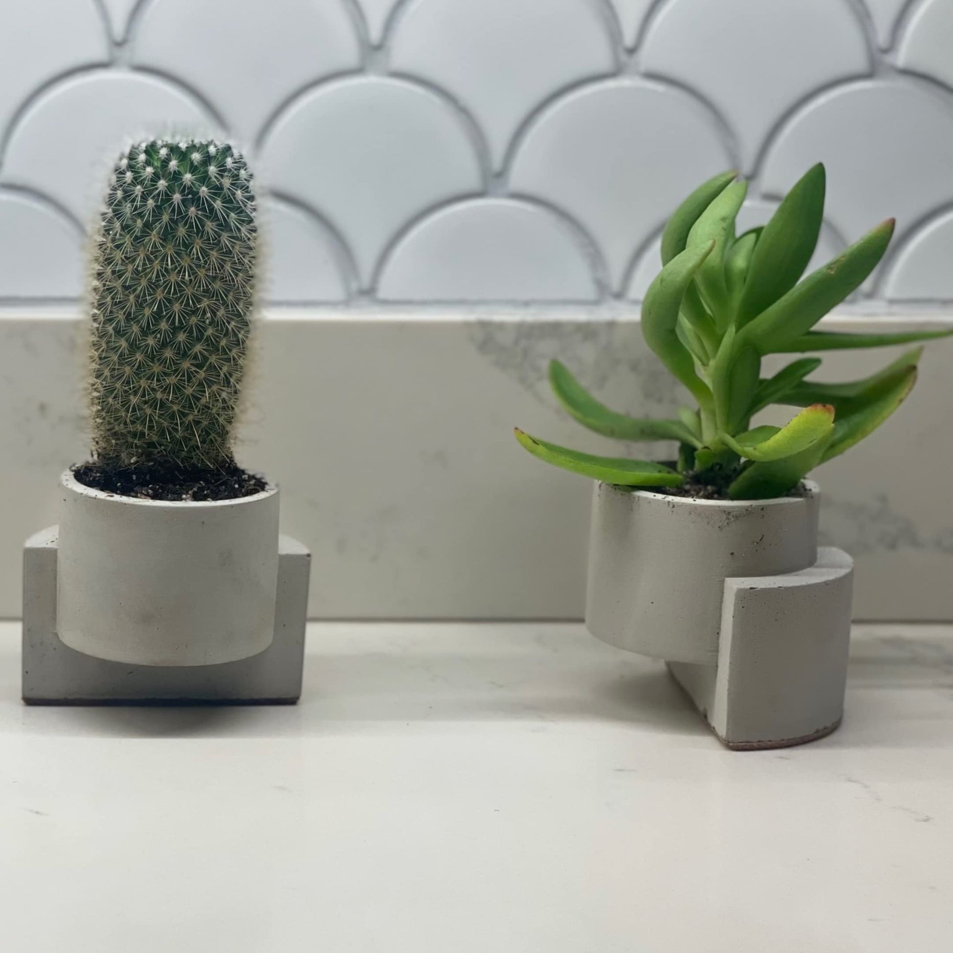 Chatelet Concrete Abstract Art Small Planter - Holds Small Indoor or Outdoor Plants - Unique Design Does Not Tip Over - Handmade in USA Gray, Concrete