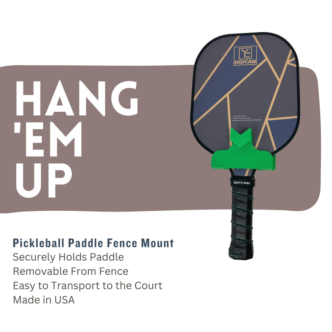 Pickleball Paddle Chain Link Fence Holder | Securely Mount Paddle On The Court | Compact for Easy Transport | Made in USA