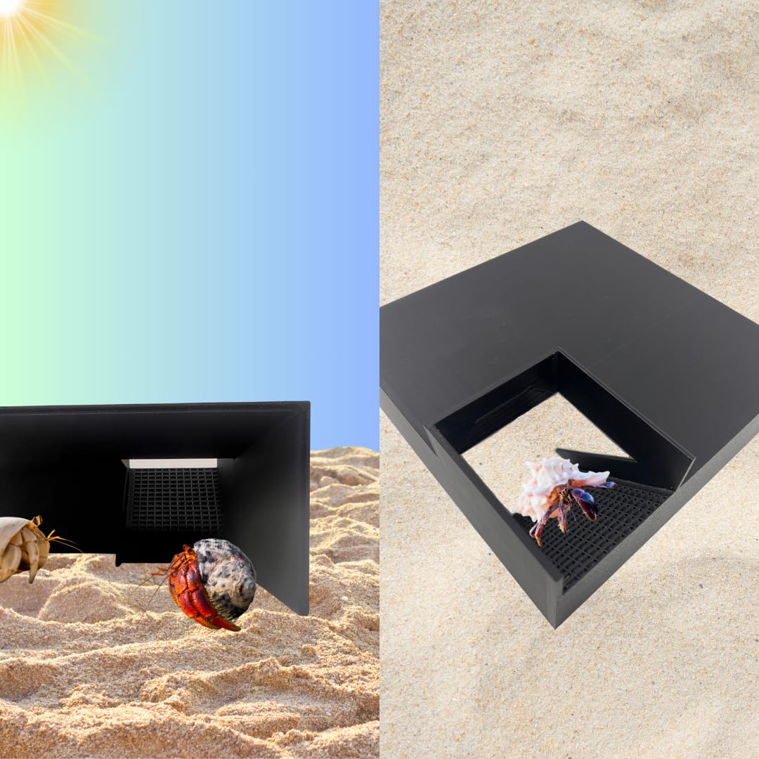 Hermit Crab Tunnel Shelter Decor | Crab Hideaway Corner Tunnel with Easy Access Ramp & Viewing Area | Made in USA