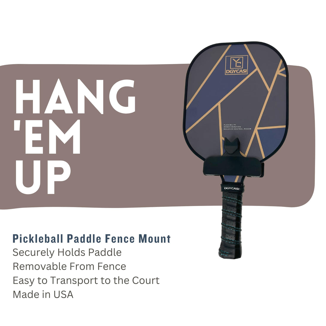 Pickleball Paddle Chain Link Fence Holder | Securely Mount Paddle On The Court | Compact for Easy Transport | Made in USA