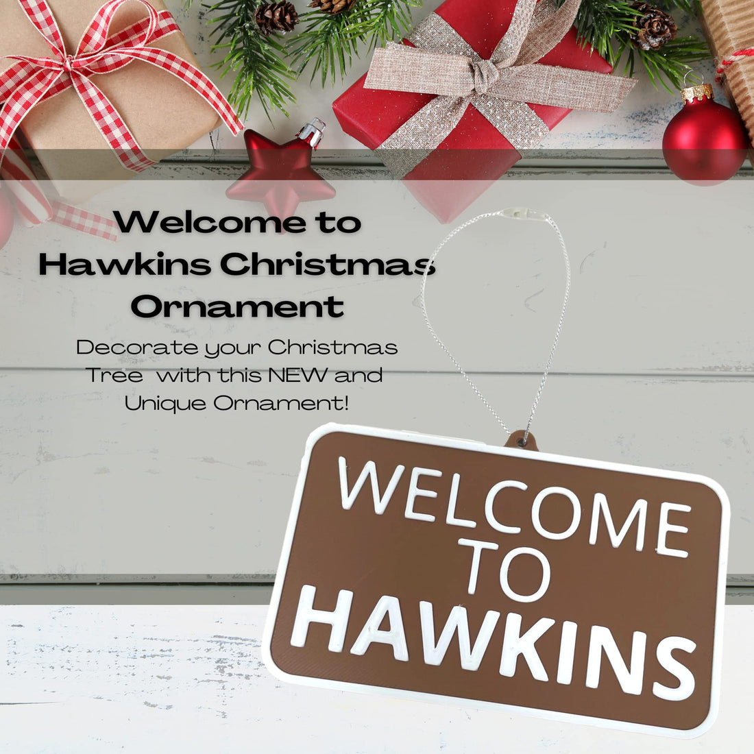 Welcome to Hawkins Christmas Ornament - Perfect for Stranger Fans - Decorative Holiday Ornament - Made in The USA