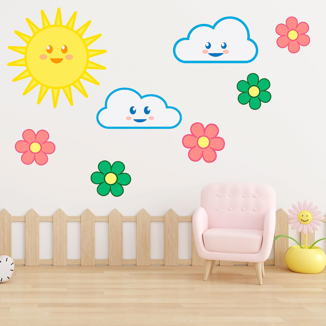 Wall Decals for Kids Rooms – Happy Sun – Made in USA - Large