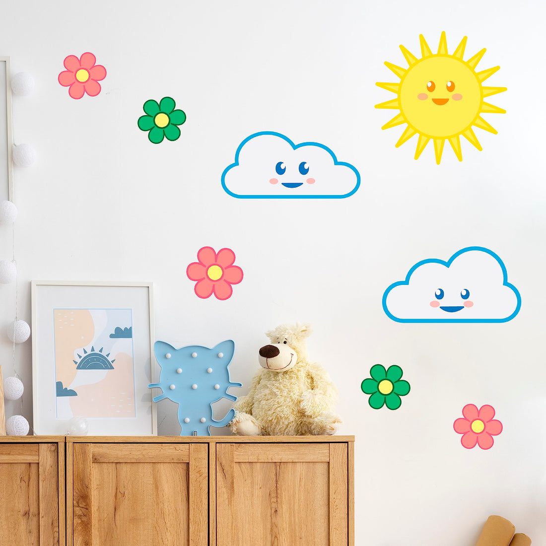 Wall Decals for Kids Rooms – Happy Sun – Made in USA - Small