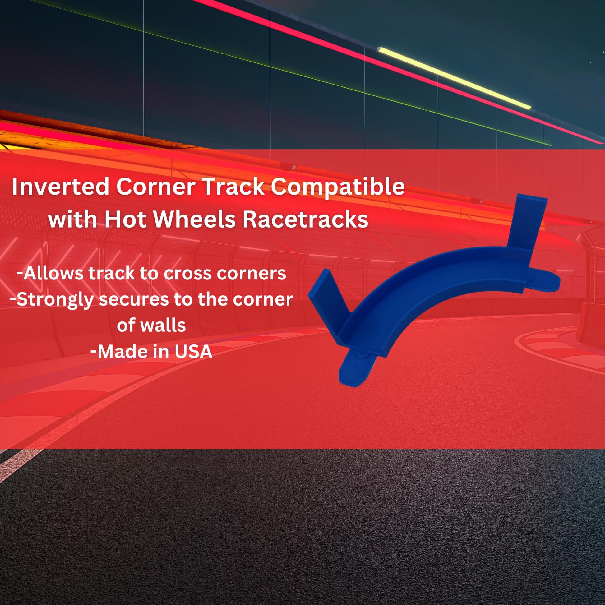Corner Wall Mount Track Compatible with Hot Wheels | 90 Degree Turn with Removable Adhesive for Mounting to Wall | Made in USA