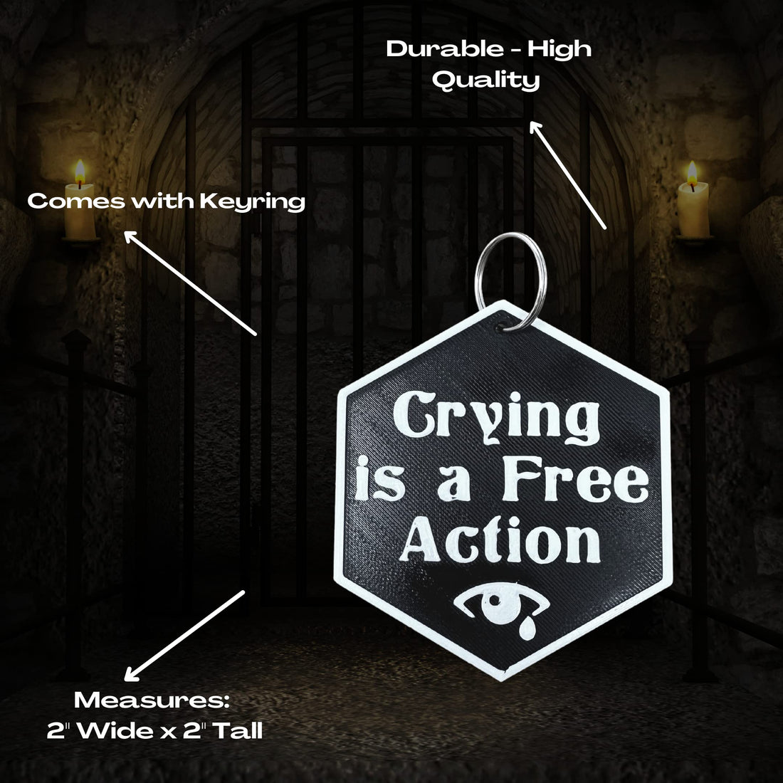 DND Crying is a Free Action Fridge Magnet Token | D&D Tabletop Games Token