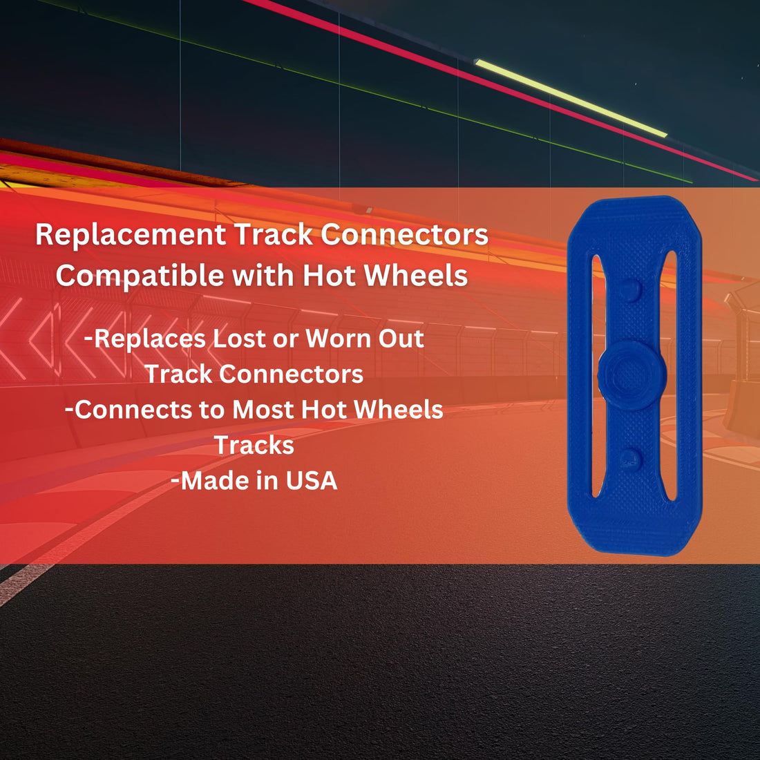 Race Track Connectors Compatible with Hot Wheels Tracks | 10 Pack Racetrack Connector Replacements | Made in USA