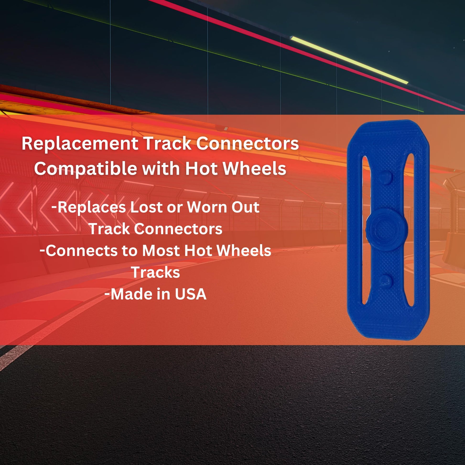 Race Track Connectors Compatible with Hot Wheels Tracks | 10 Pack Racetrack Connector Replacements | Made in USA