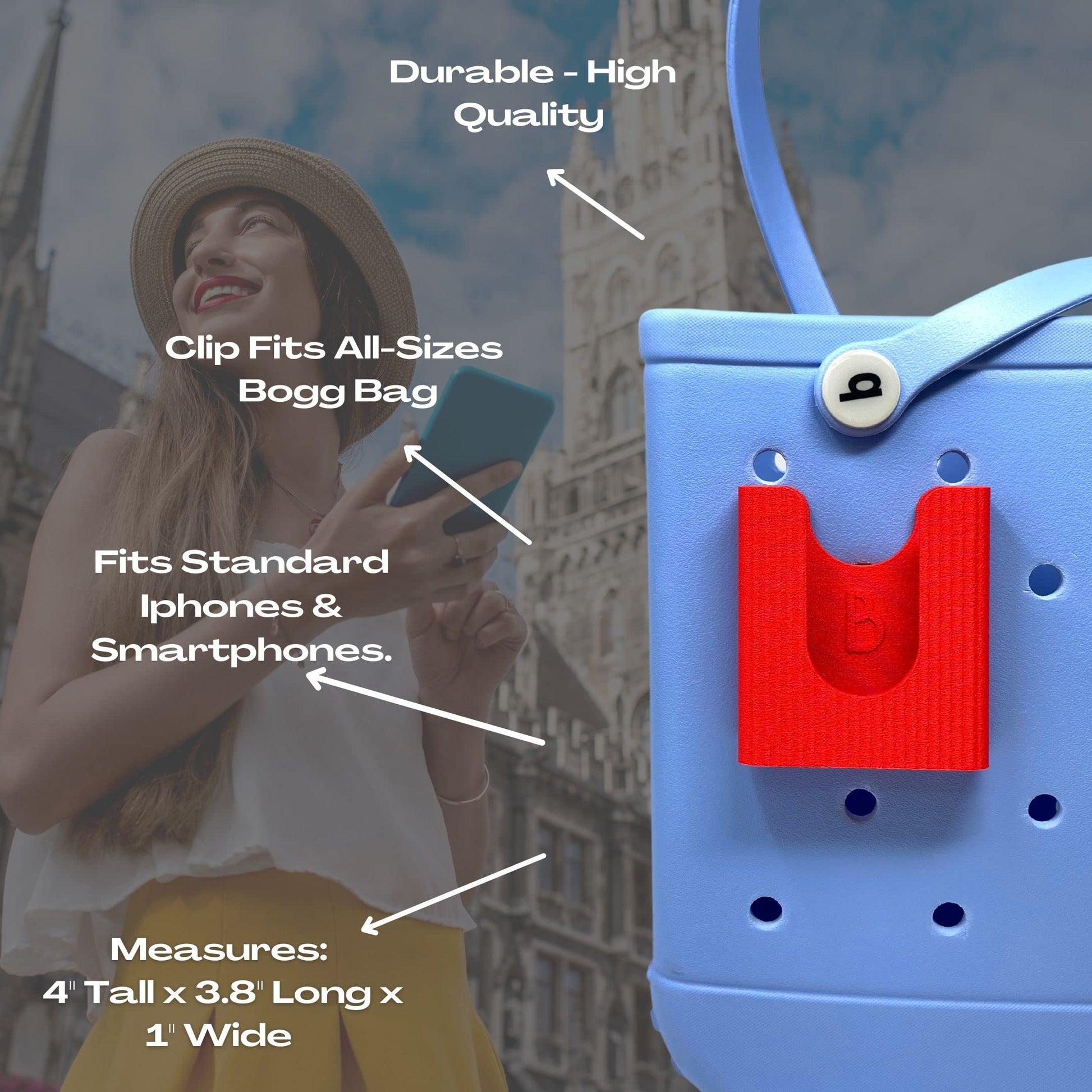 BOGLETS PREMIUM - Phone Holder New 2023 Edition Accessory Charm - Decorative Organizer Accessories Compatible with Bogg Bags, Simply Southern and other Tote Bags. Red