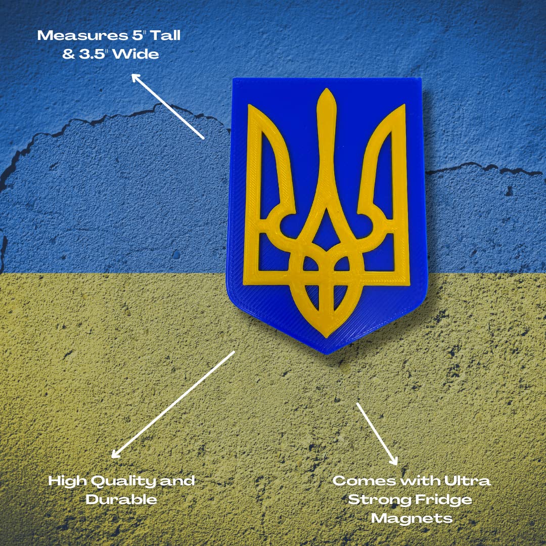 Ukraine Trident Coat of Arms Fridge Magnet - Show Your Support for Ukraine - Hard Plastic Decorative Magnet