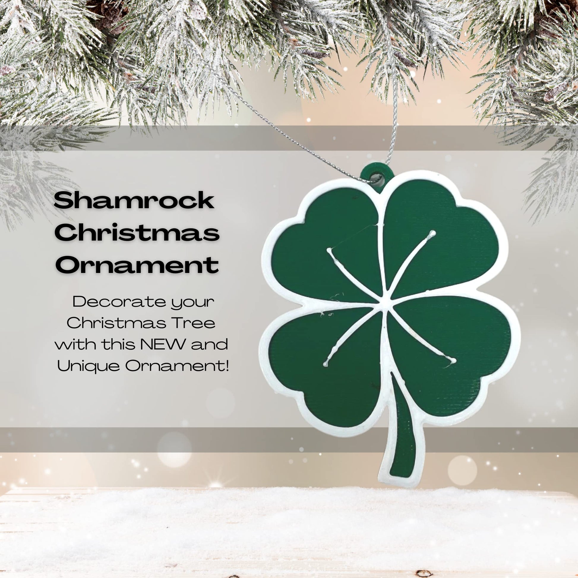 Shamrock Christmas Ornament - Decorative Christmas Ornament - Decorative Holiday Ornament - Made in The USA
