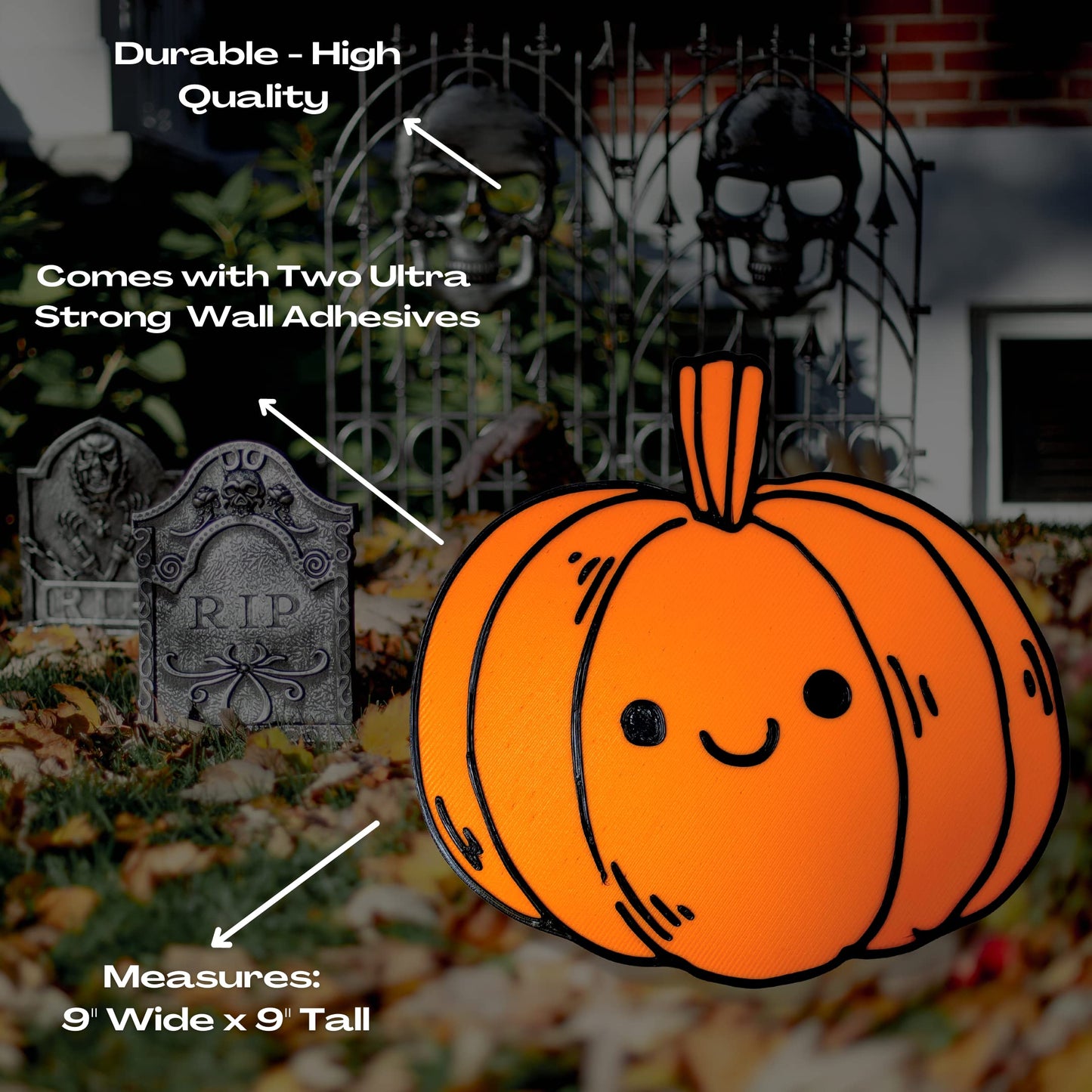 Cute Halloween Kawaii Jack-o'-Lantern Wall Sign - Decorate your Home Walls - Perfect for the Game Room Walls & Kids Room. Jack-o'-Lantern