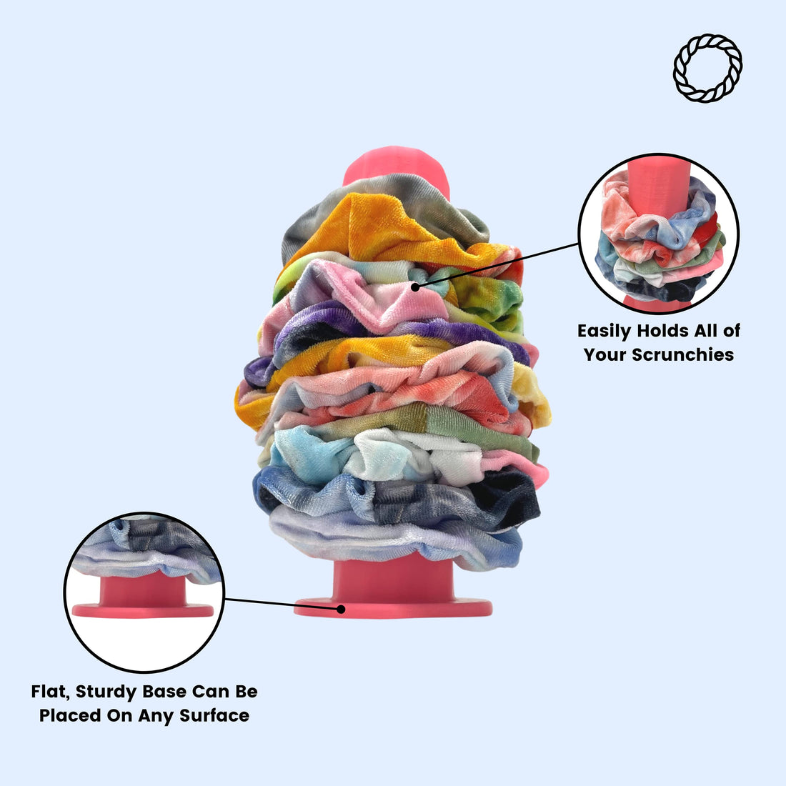 Scrunchie Tower Organizer - Perfect For Displaying & Organizing Scrunchies, Hair Ties, and Bracelets