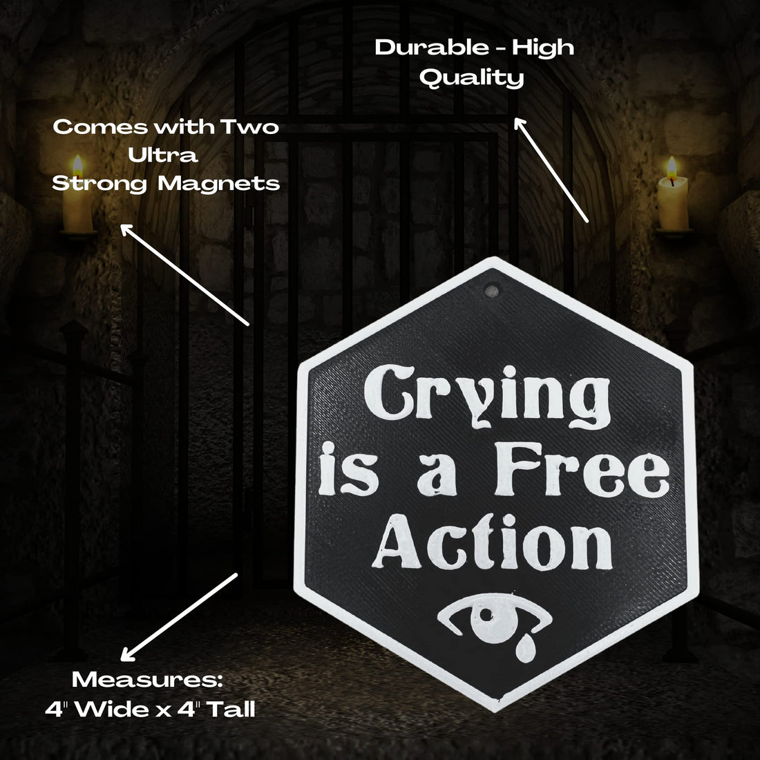 DND Crying is a Free Action Fridge Magnet Token | D&D Tabletop Games Token