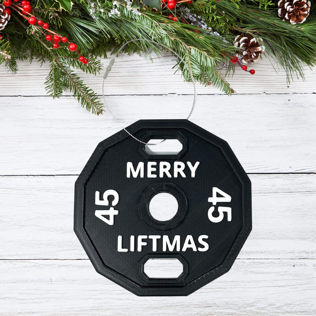 FRESHe Merry Liftmas Bodybuilding Christmas Ornament - Perfect for Weightlifters - Decorative Holiday Ornament - Made in The USA!