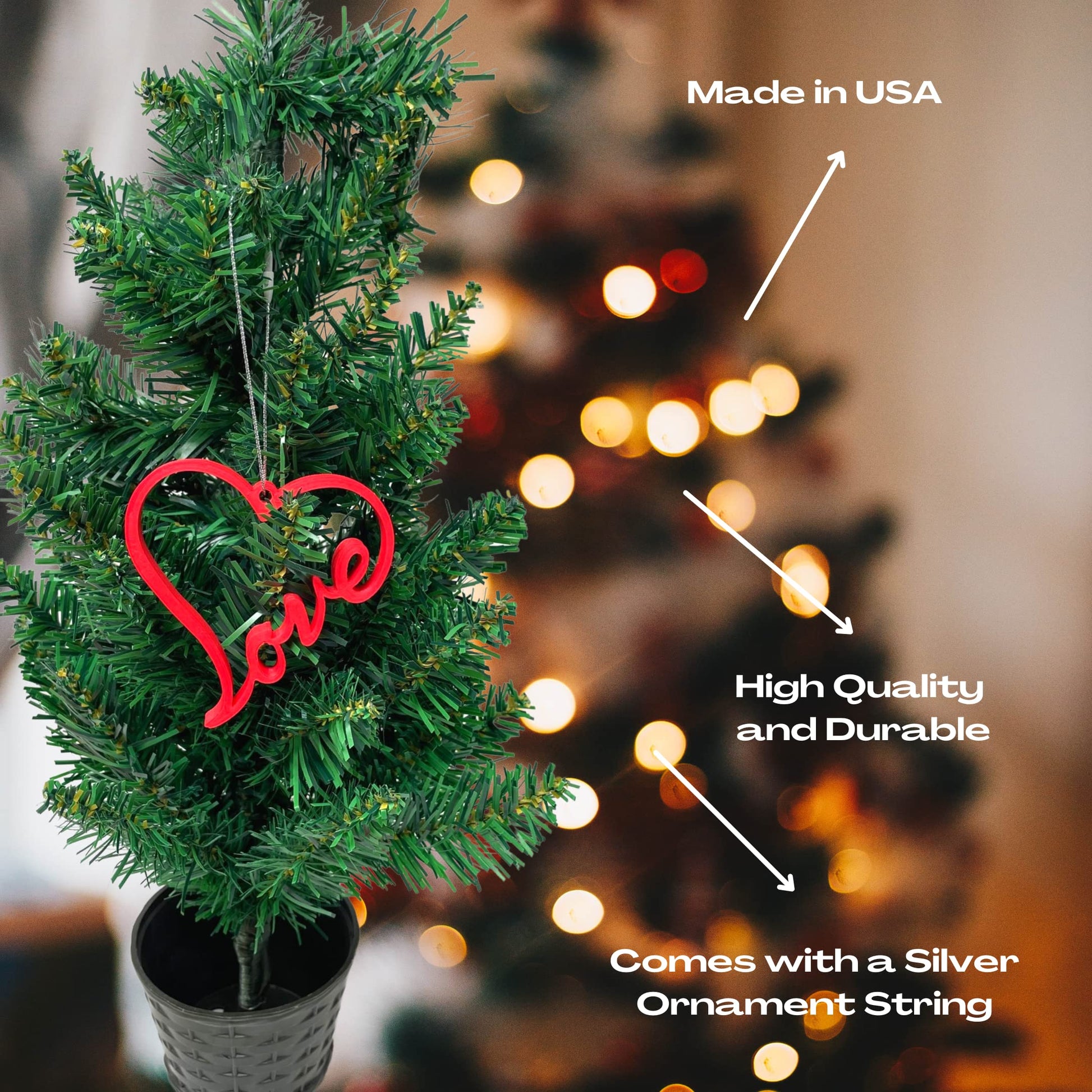 Love Heart Christmas Ornament - Show Your Family Love with The Love Heart Decorative Holiday Ornament - Made in The USA