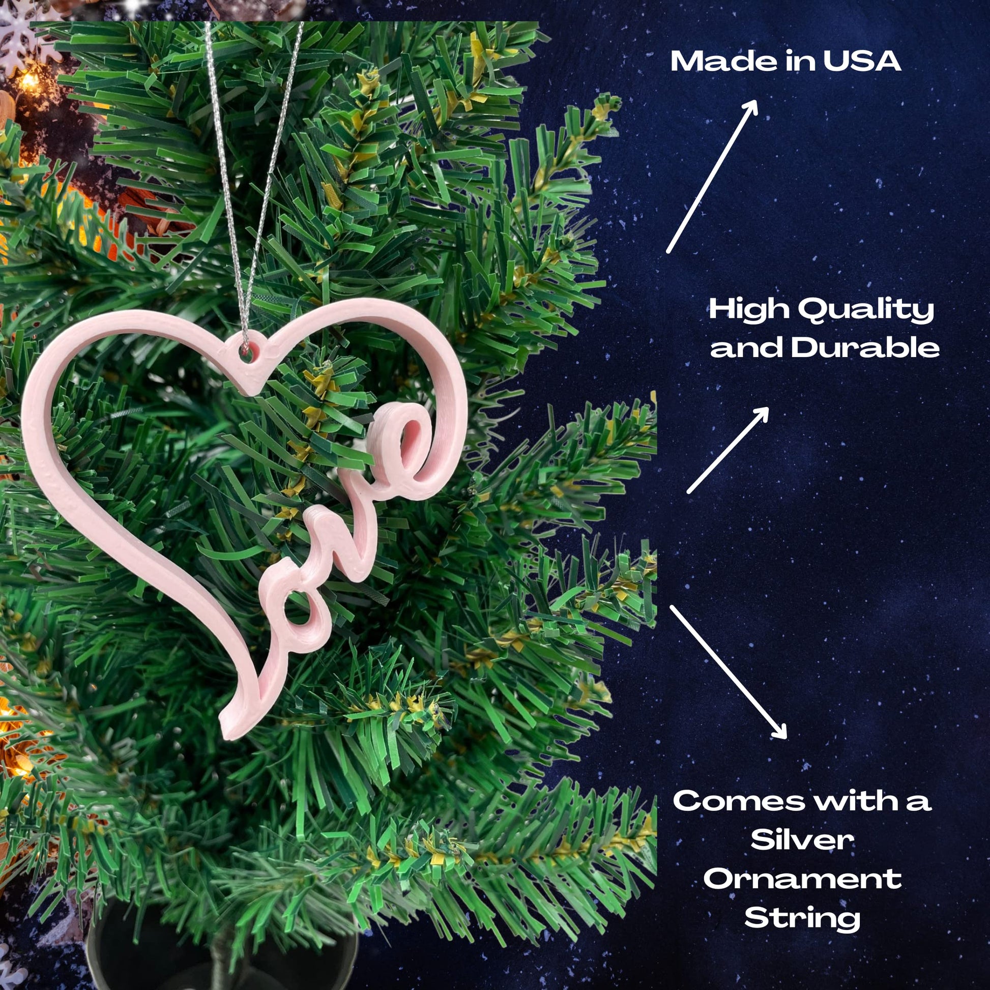 Love Heart Christmas Ornament - Show Your Family Love with The Love Heart Decorative Holiday Ornament - Made in The USA